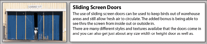Large bird pigeon proof screen doors
